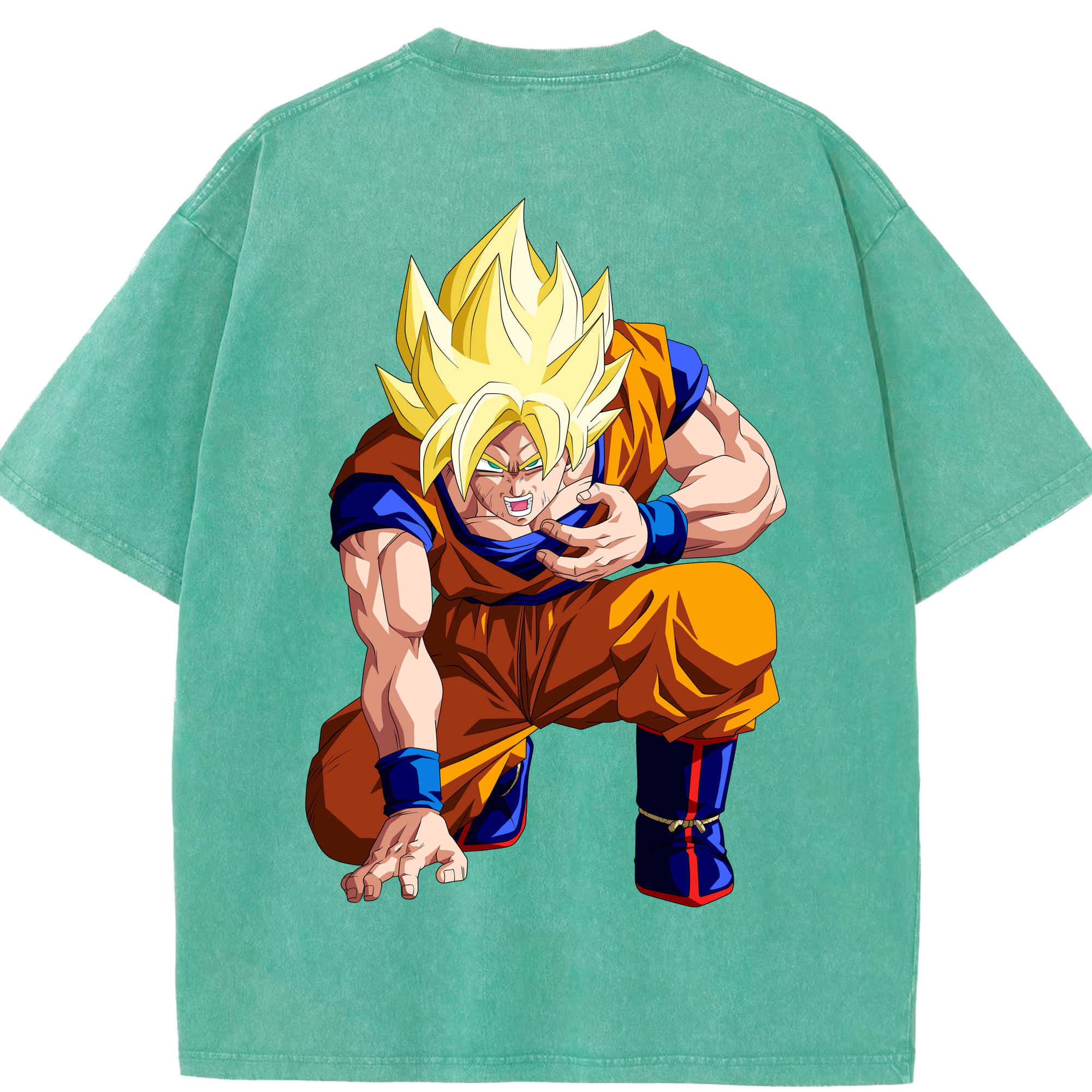 （画像用） ドラゴンボール 孫悟空（そん ごくう）Son Goku カカロット DRAGON BALL Kakarotto 綿100% ヴィンテージ風 半袖Tシャツ（背面プリント）